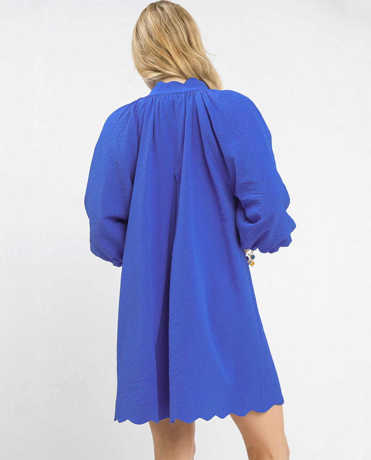 Solid Split V Neck Dress with Side Pockets