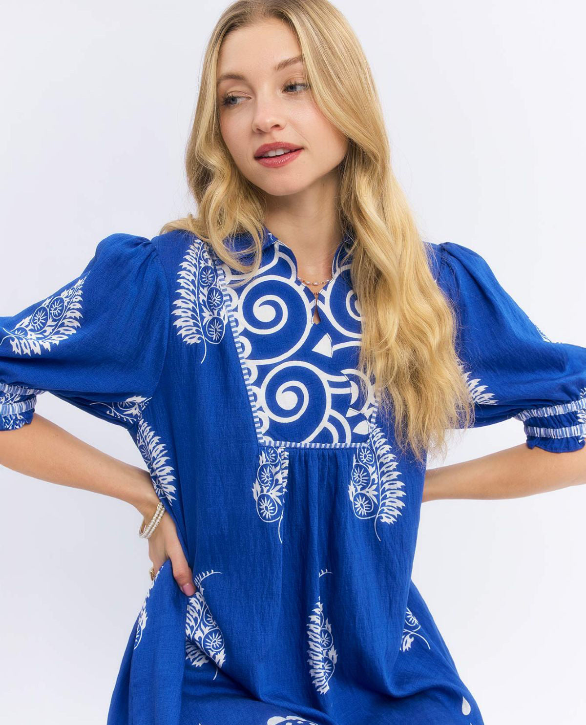 Paisley Border Print Babydoll Dress