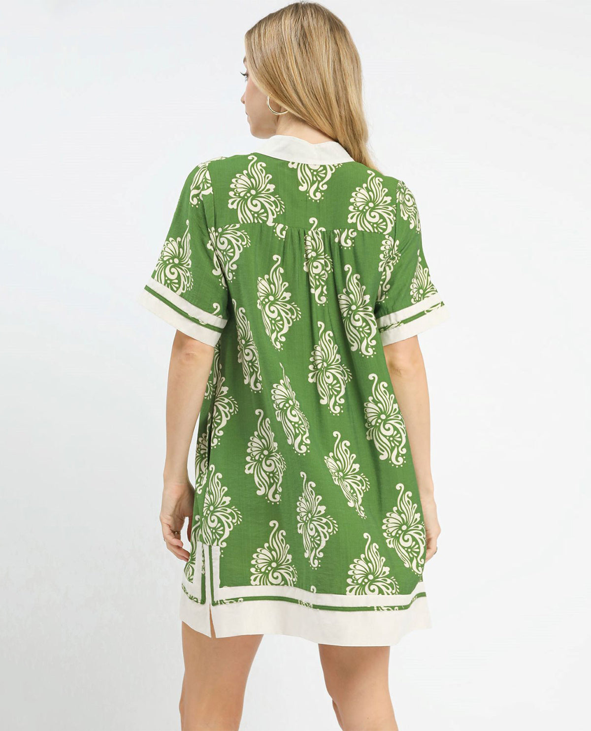 2 Tone Print V-neck Dress