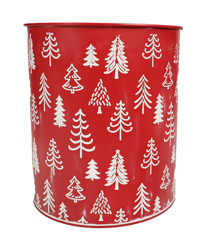 Red Tree Embossed Decor Bucket