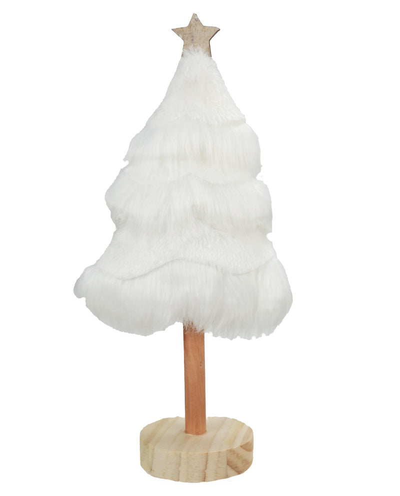 12" White Faux Fur Tree