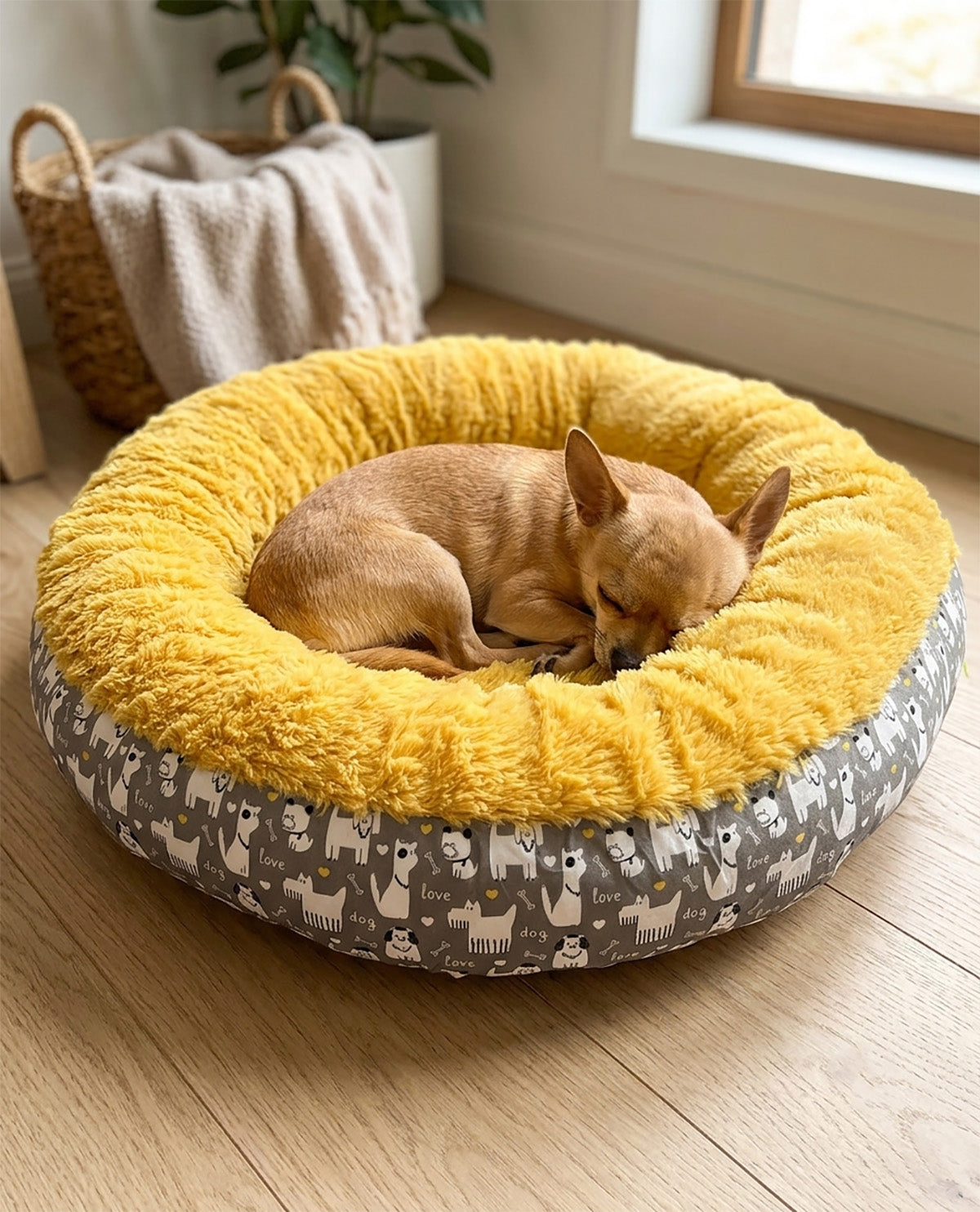 Love My Dog Pet Bed Yellow