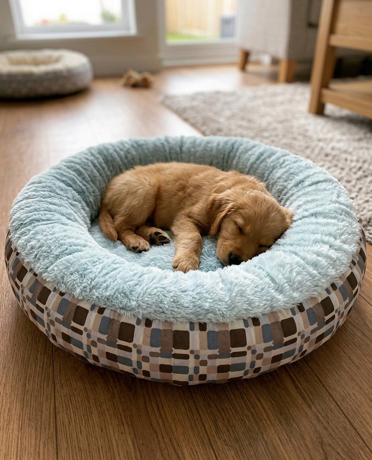 Squares Blue Pet Bed