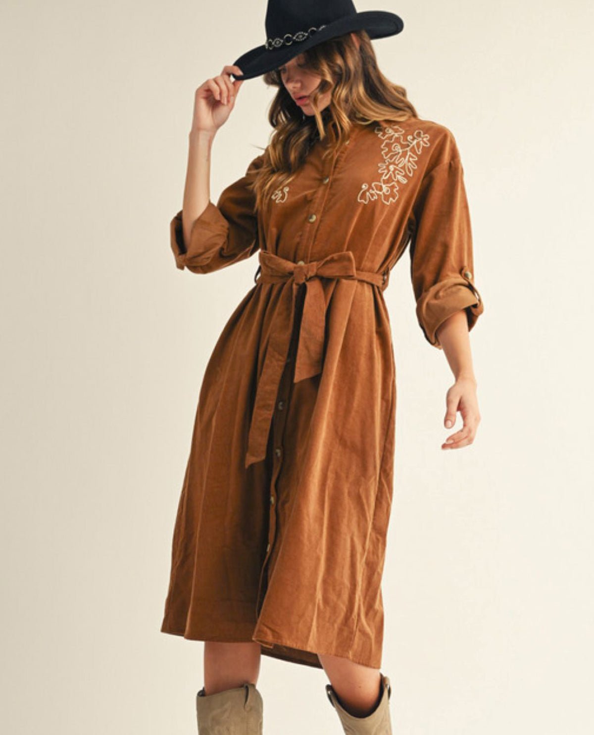 Jodifl Corduroy Tie Waist Dress