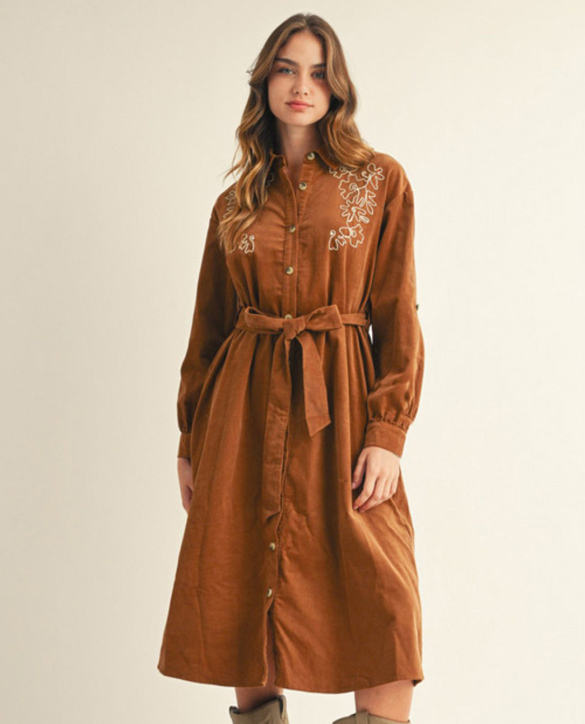 Jodifl Corduroy Tie Waist Dress