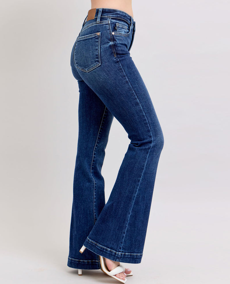 Judy Blue High Waist Flare With Trouser Hem Jean Dark