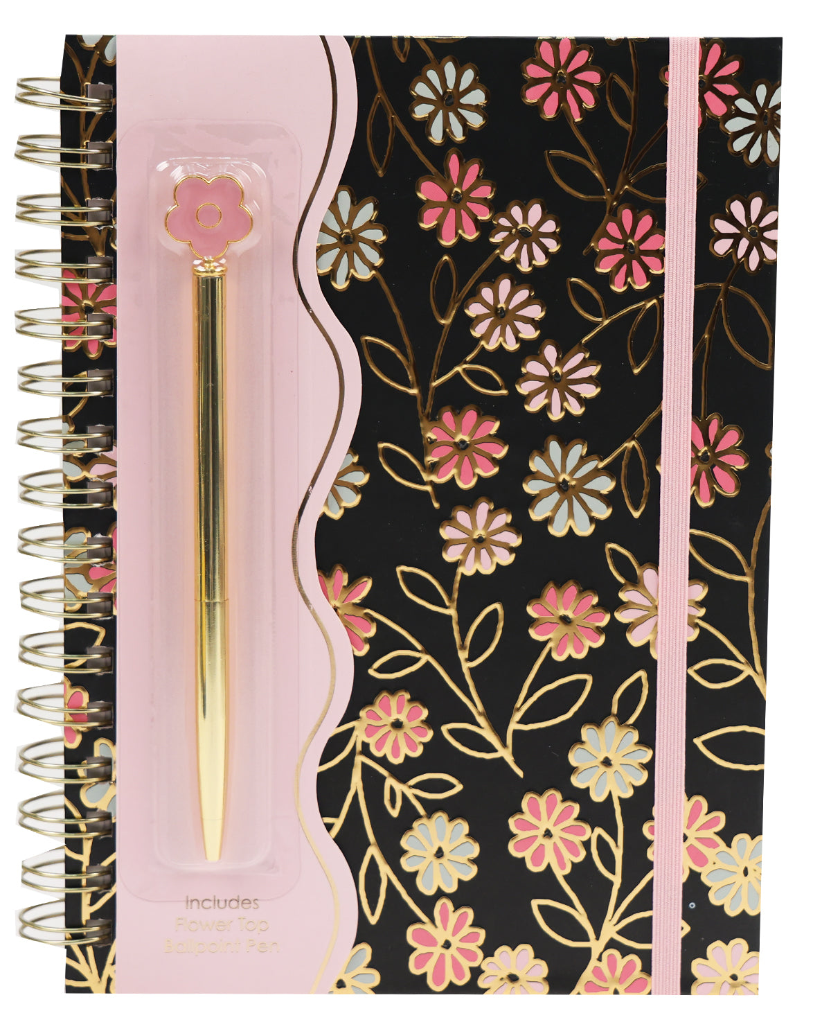 Black Floral Spiral With Pen