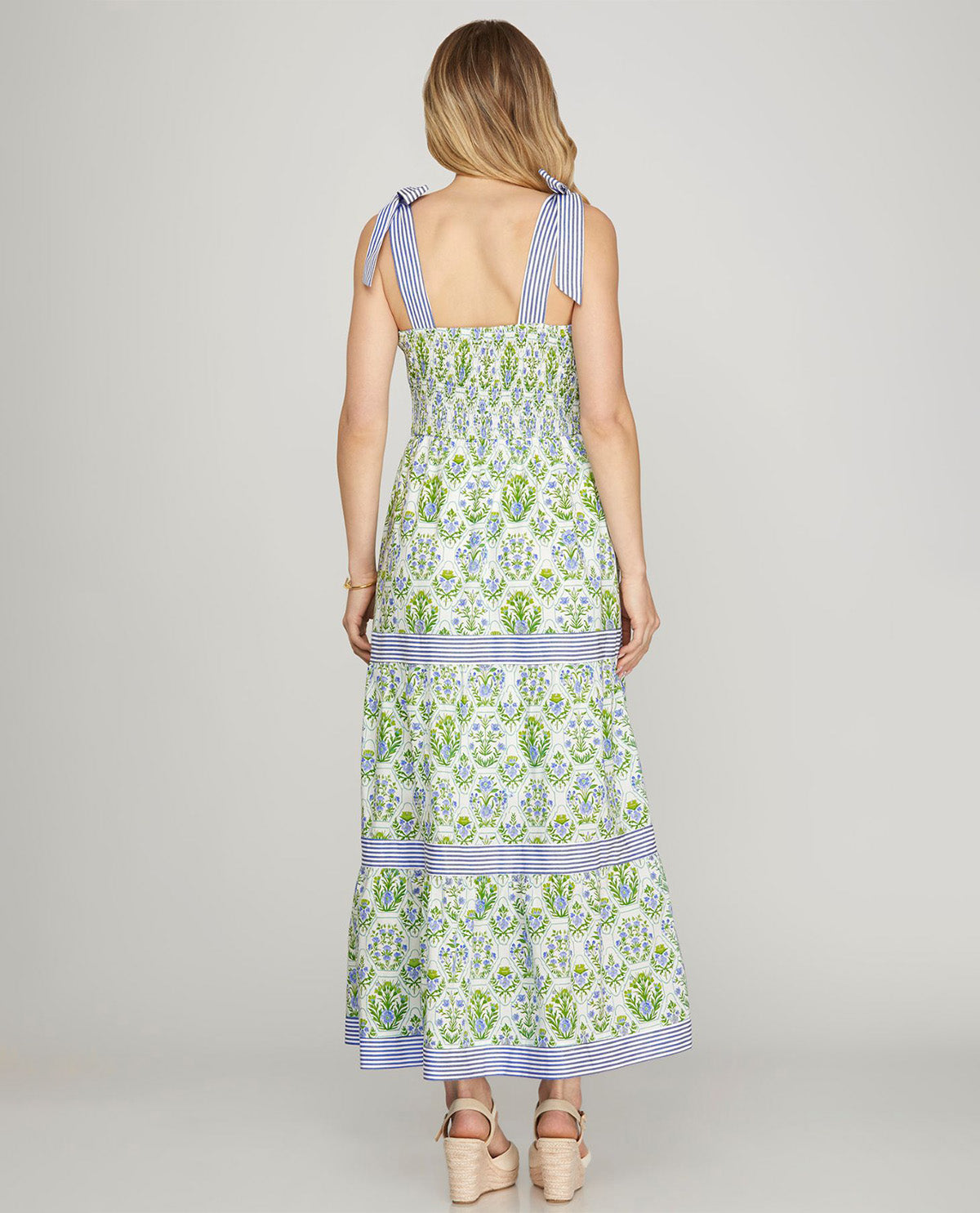 She & Sky Print Tiered Maxi Dress