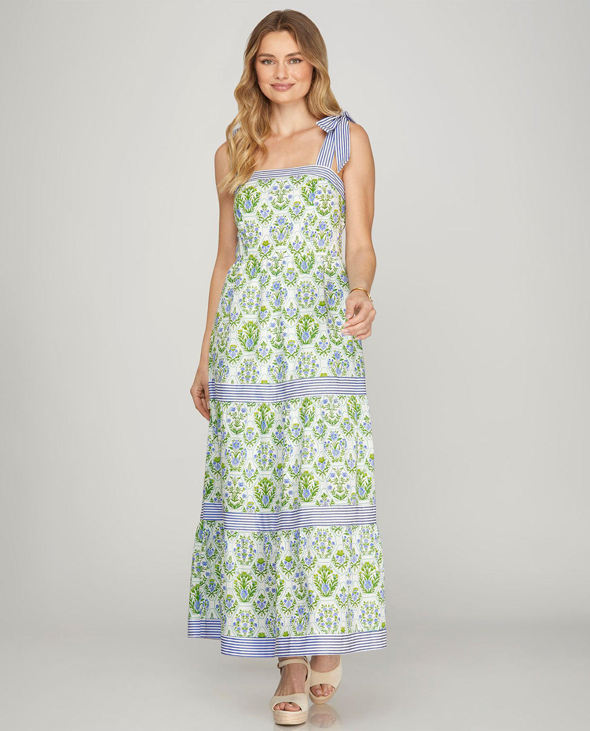She & Sky Print Tiered Maxi Dress