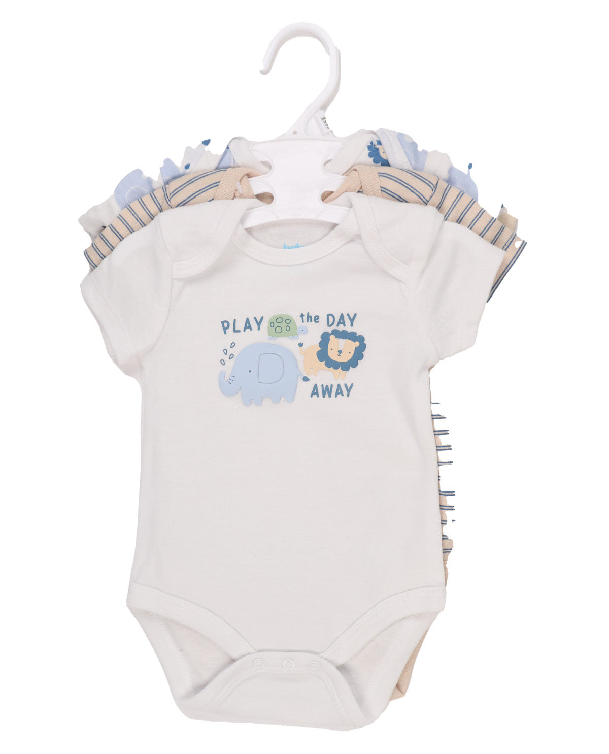 Baby Views 3 Pack Bodysuits - Cream Safari