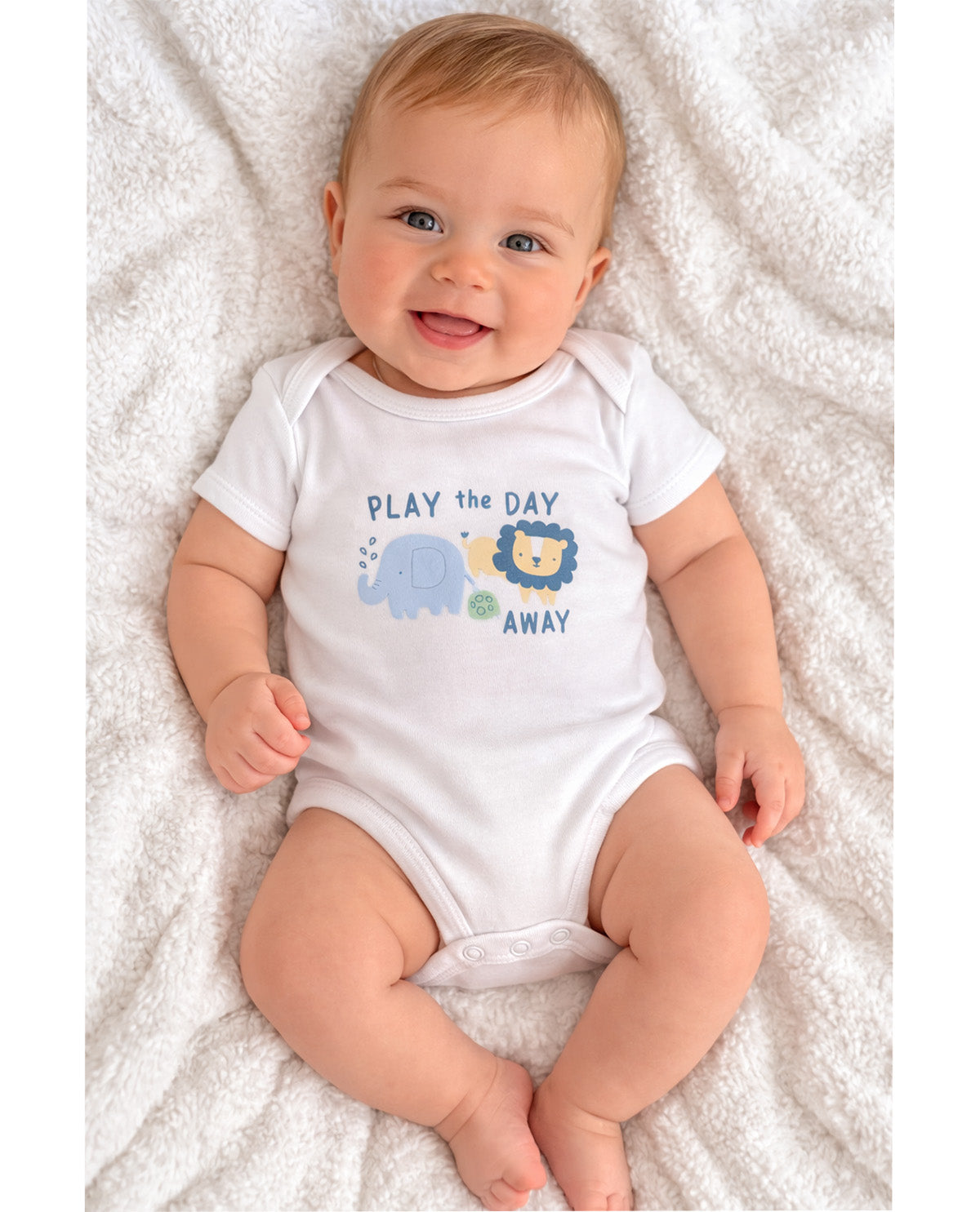 Baby Views 3 Pack Bodysuits - Cream Safari