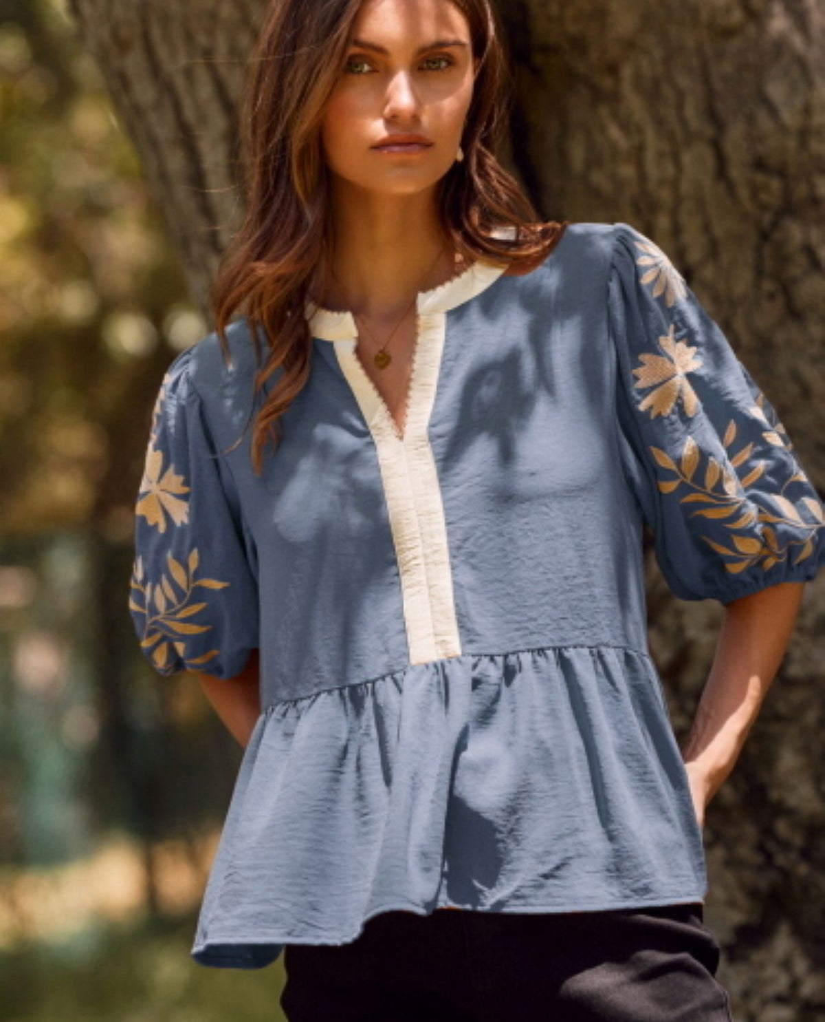 Oddi Plus Solid Top with Embroidery