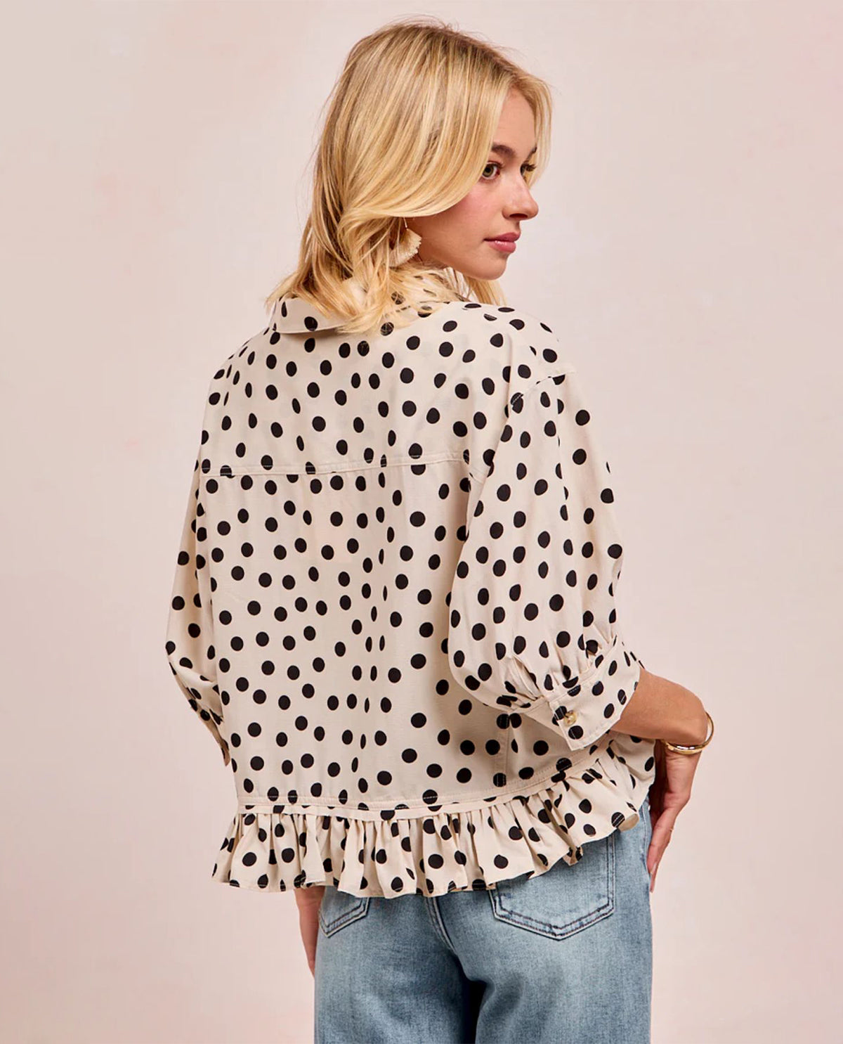 Bibi Polka Dot Peplum Top