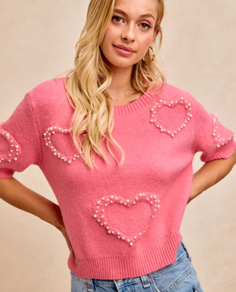 Bibi Beaded Heart Sweater