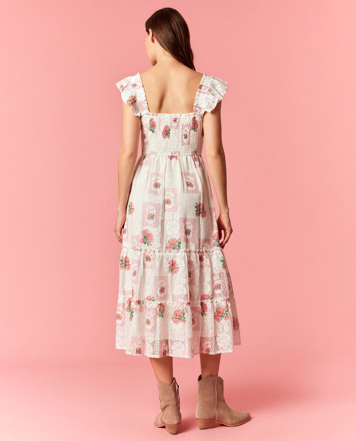 Peach Love Floral Print Dress