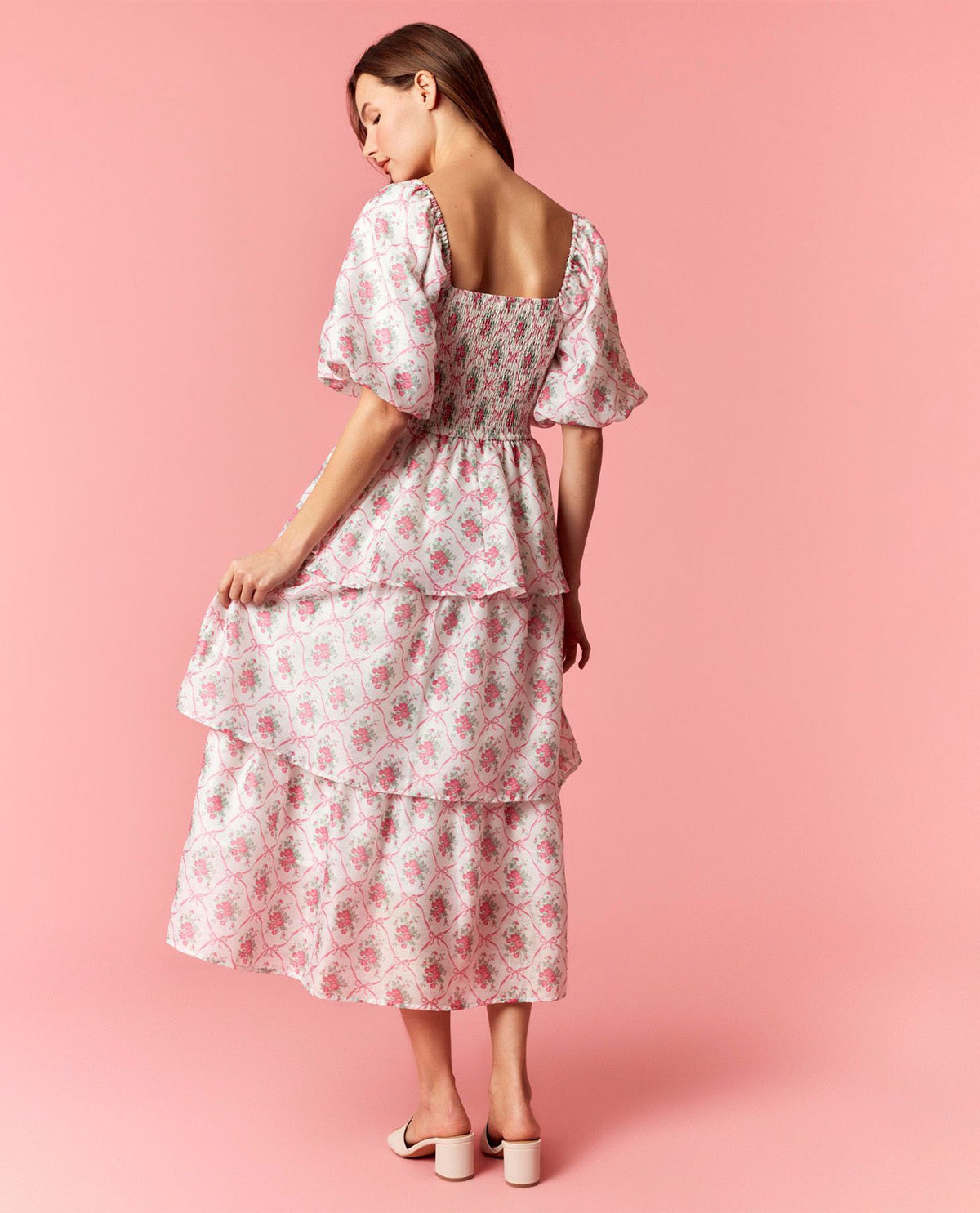 Peach Love Floral Smocked Dress