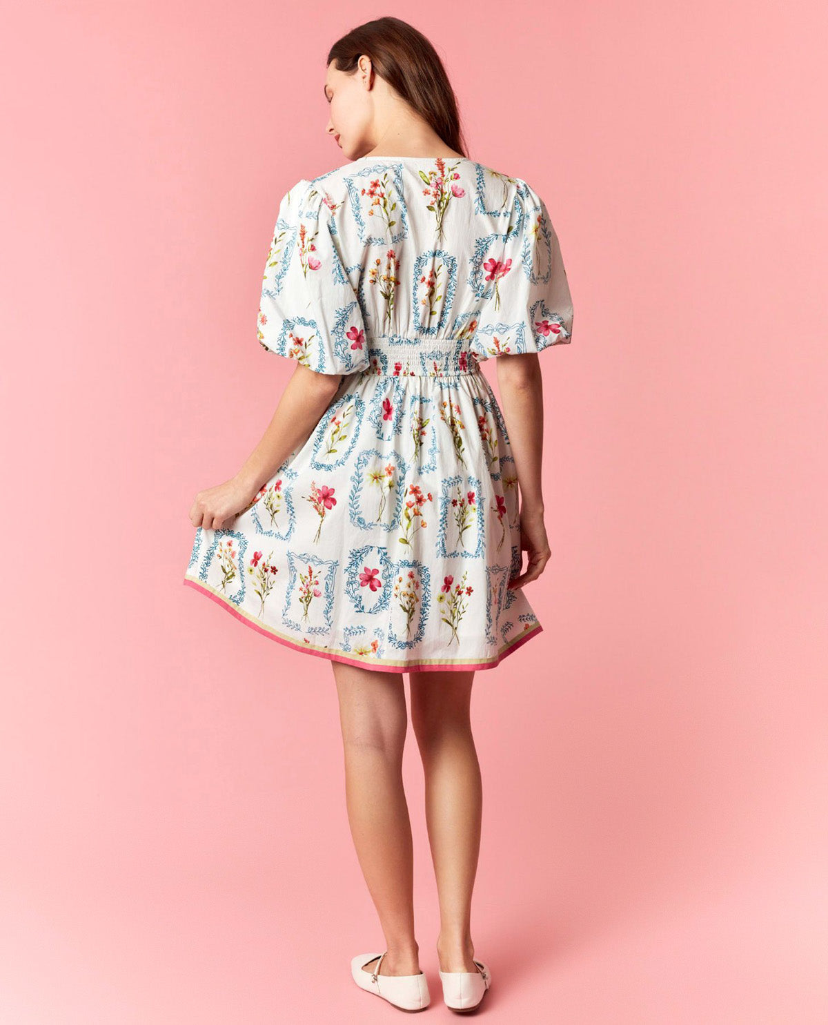 Peach Love Floral Smocked Waist Dress
