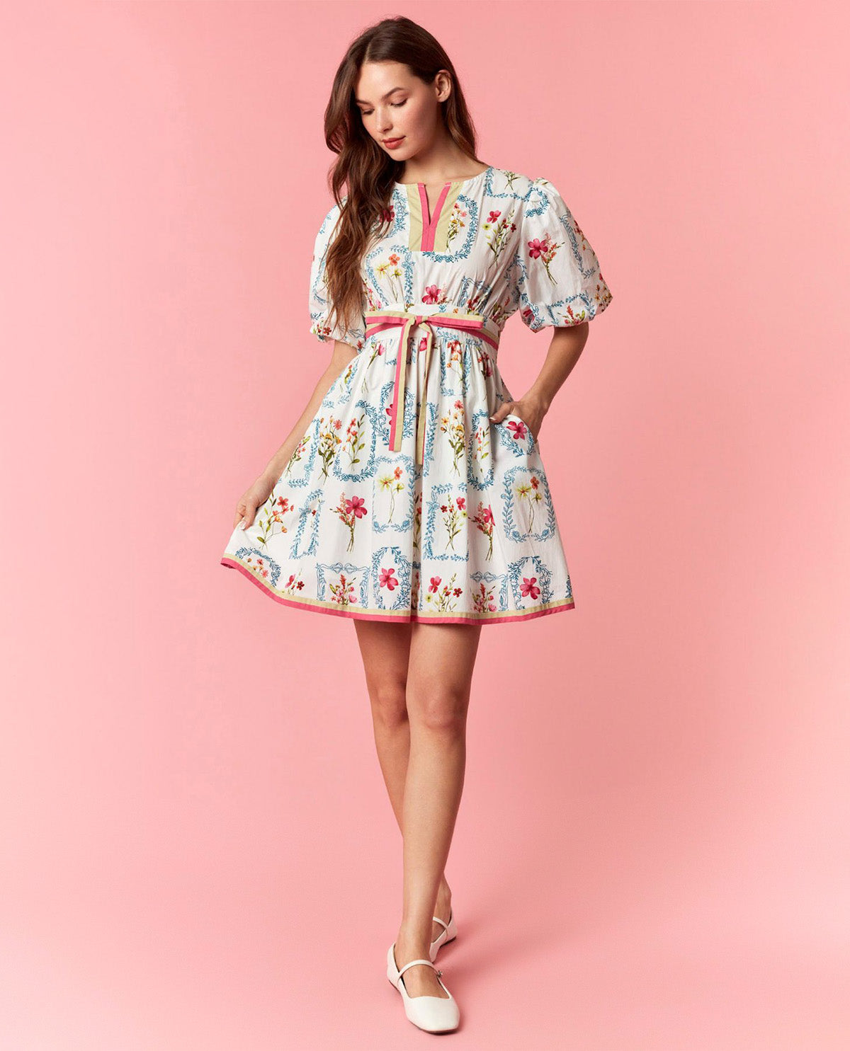 Peach Love Floral Smocked Waist Dress