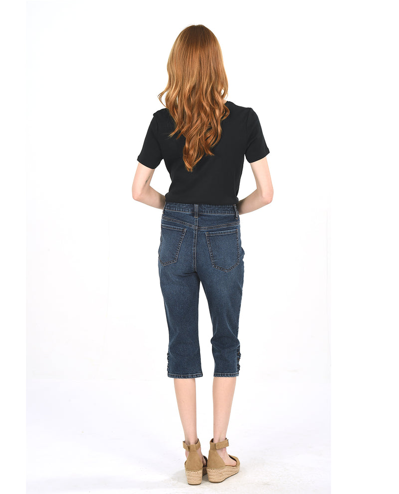 D Jeans Side Lace Capri Dark Tanner