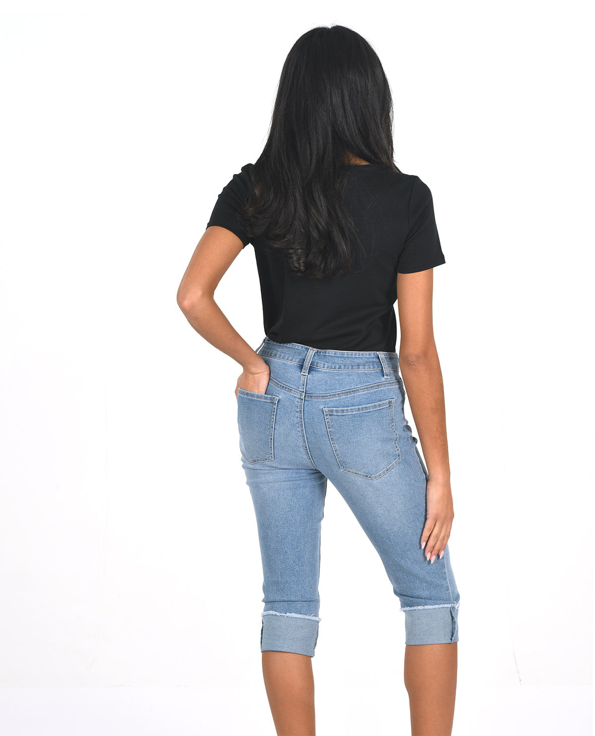 D Jeans Roll Cuff Capri Lt Tanner