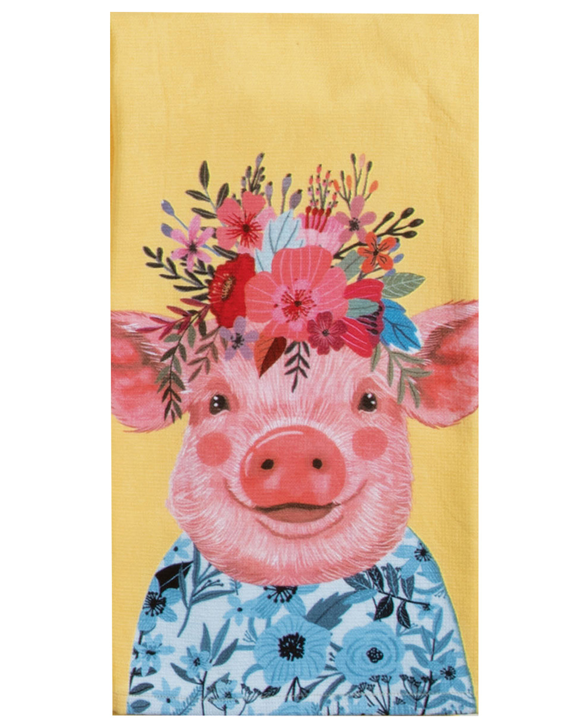 18" x 28" Pig With Flowers Terry Towel