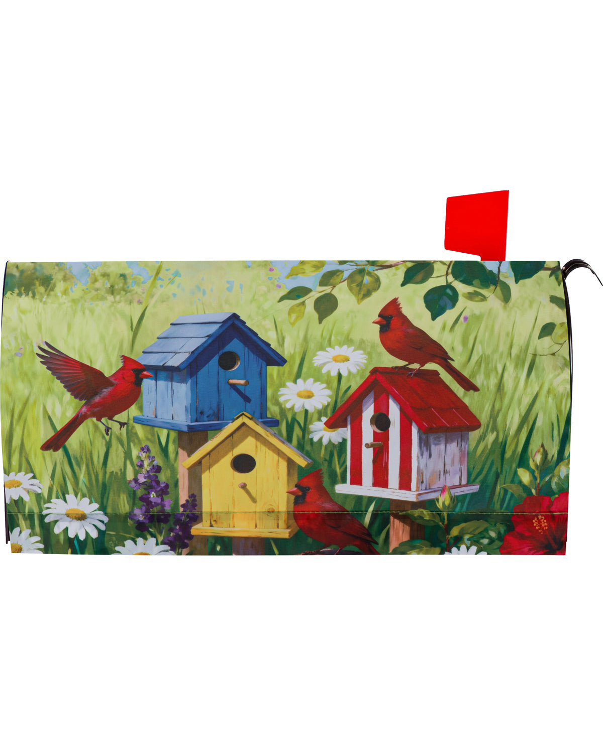 Cardinals And Birdhouses Mailbox Cover