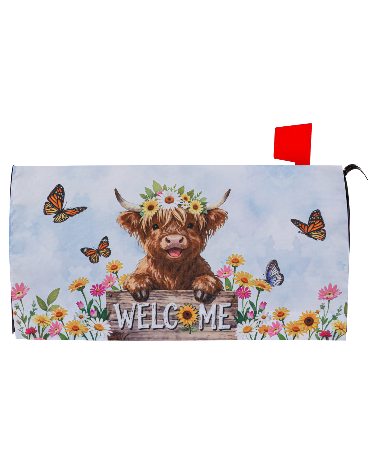 "Welcome" Highland Cow Mailbox Cover