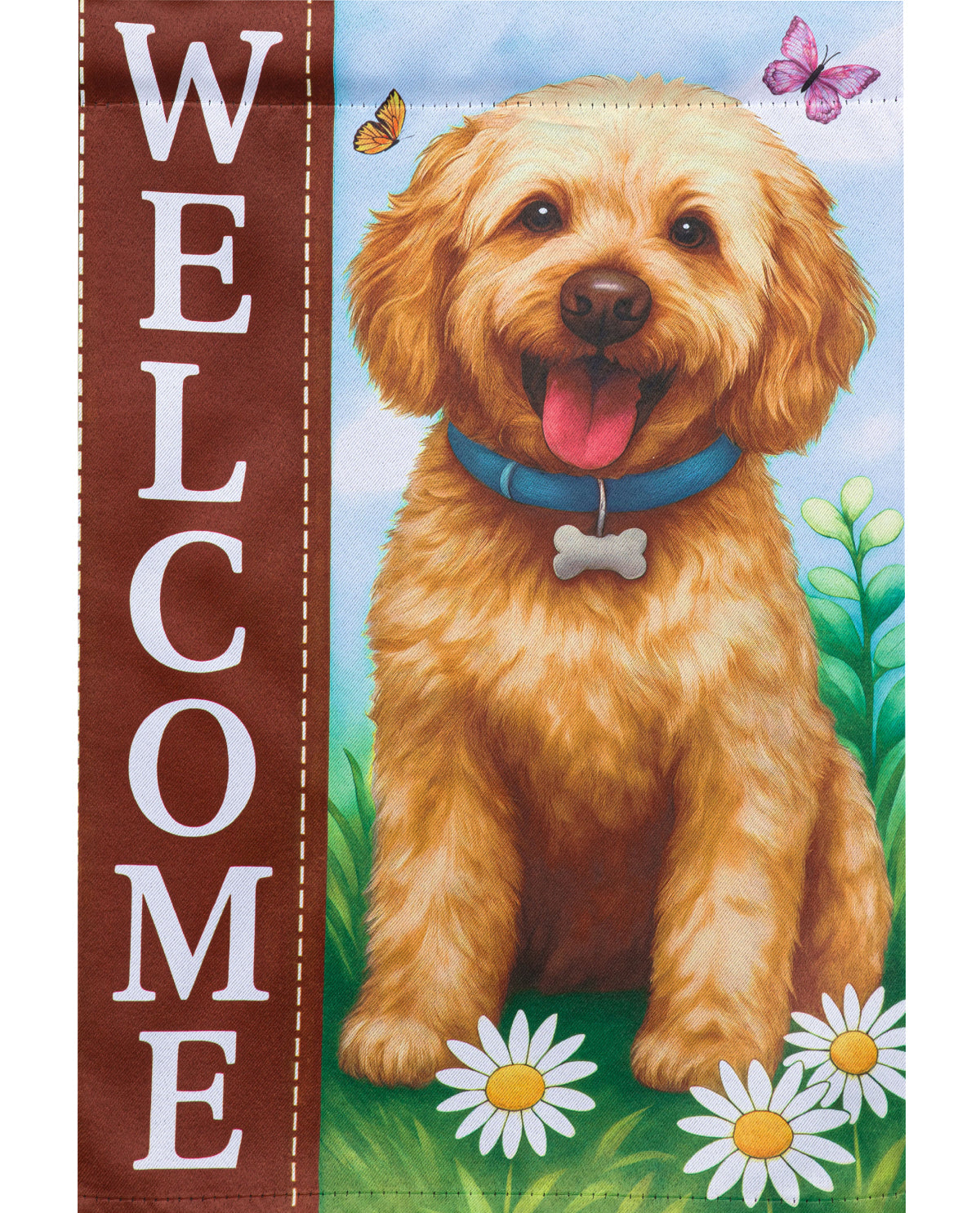 "Welcome" Dog Suede Garden Flag