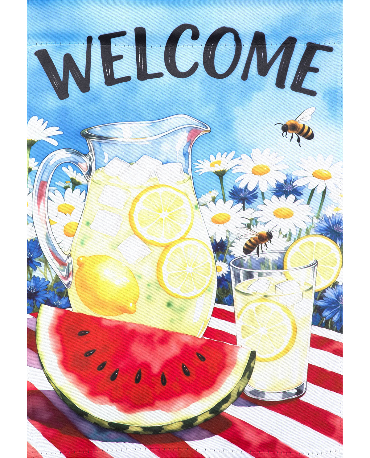 Welcome Watermelon Suede House Flag