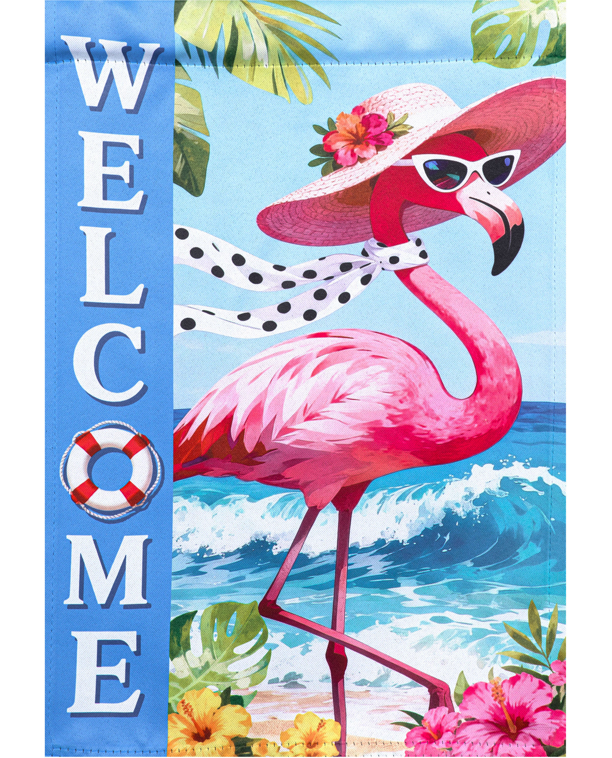 Hello Flamingo Suede House Flag