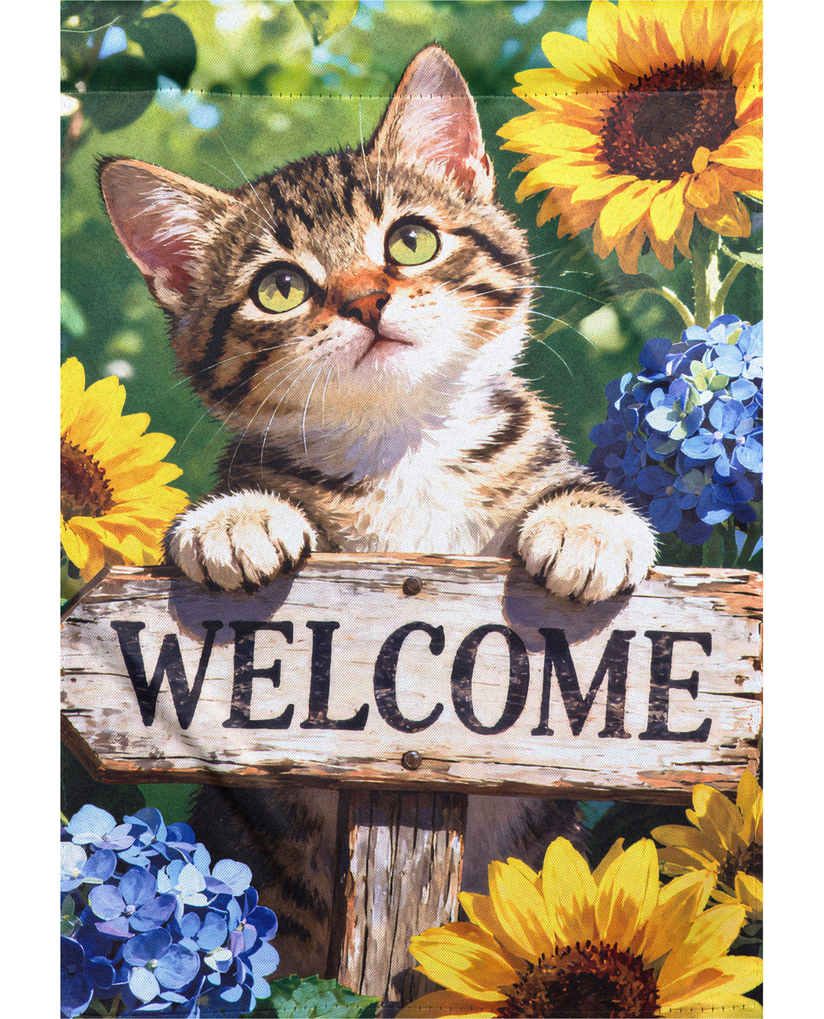 Welcome Cat Suede House Flag