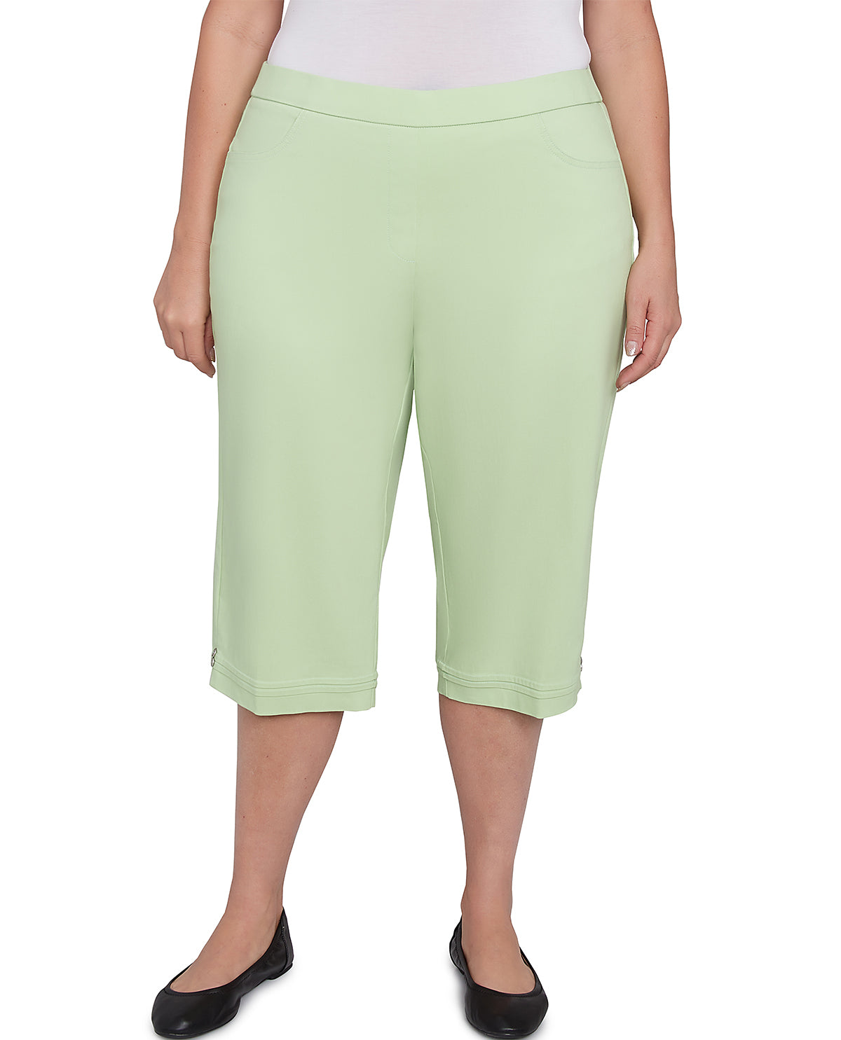 Alfred Dunner Parrot Cay Tummy Control Capri Palm Green