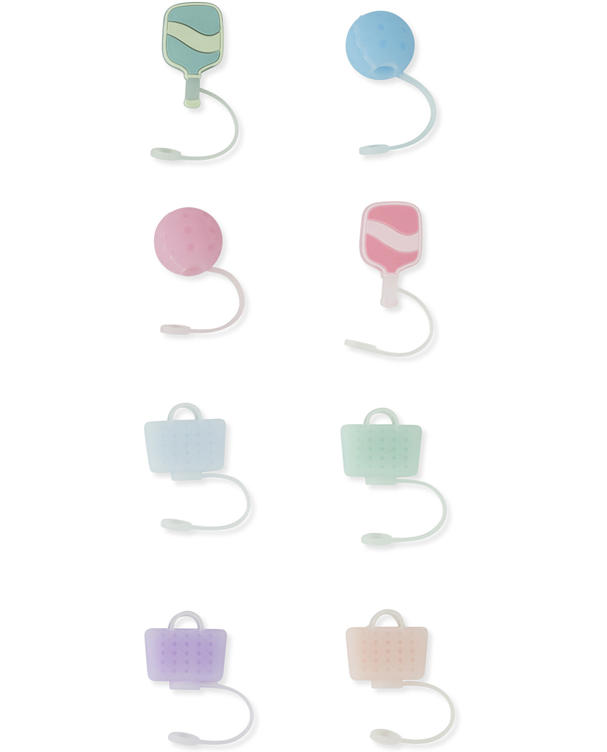 8 Pack Jelly Straw Topper Pickleball