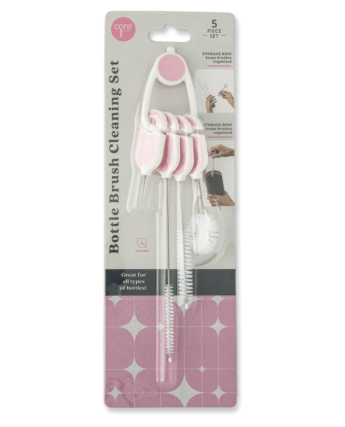 4pc Bottle Brush Cleaning Set - White/Lavender