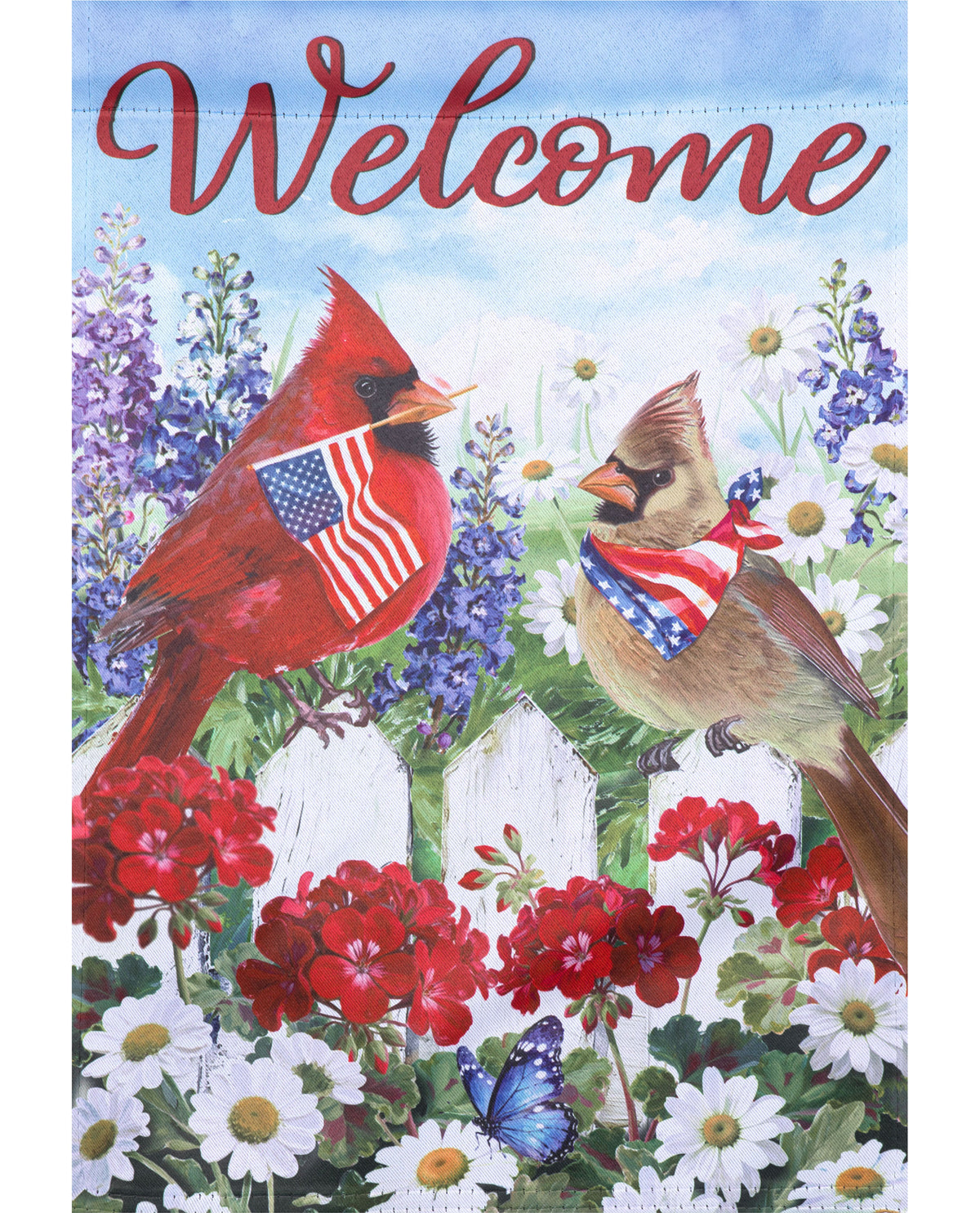 Patriotic Cardinal Suede House Flag