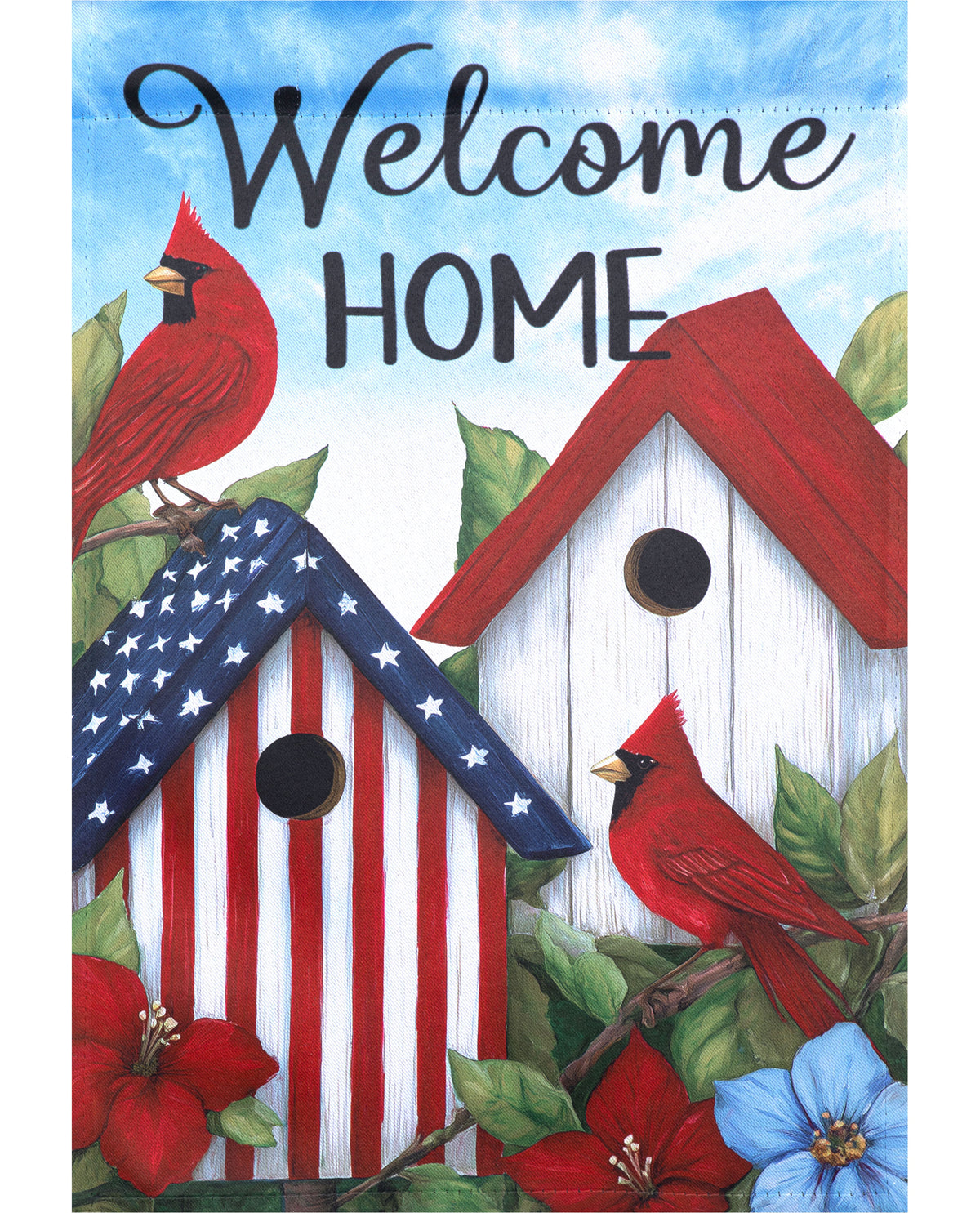 Patriotic Birdhouse Suede Garden Flag