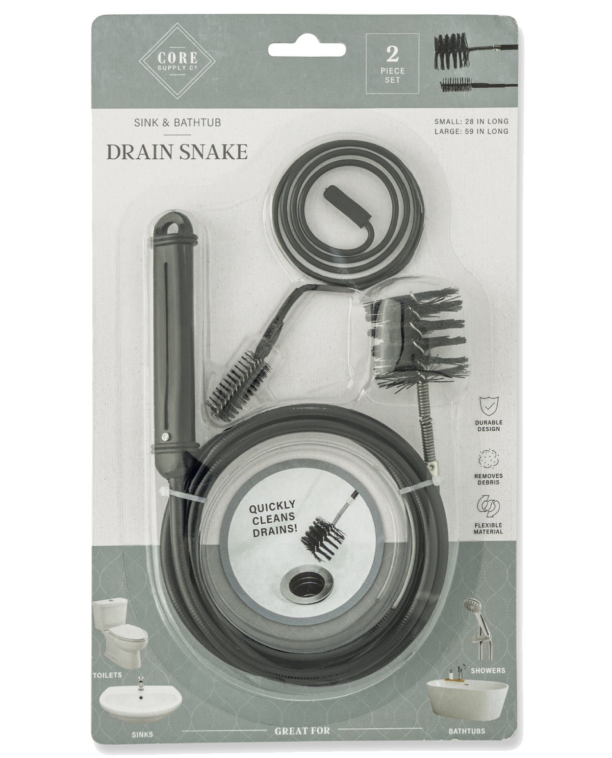 2pc Sink And Bathtub Drain Snake
