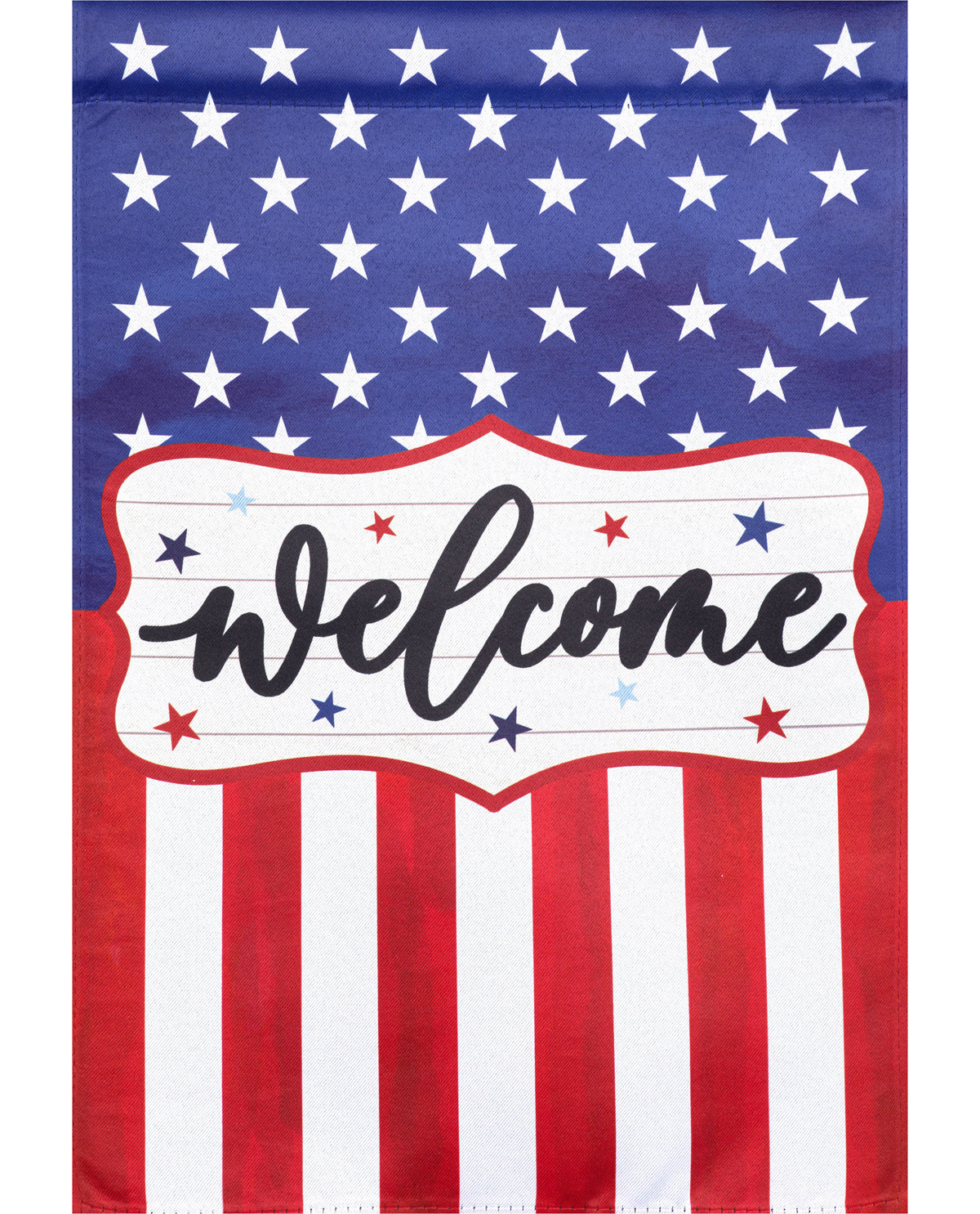 Welcome Stripes And Stars Suede Garden Flag