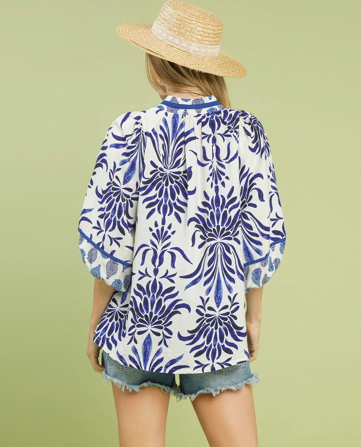 Umgee Abstract Floral Mix Print Top