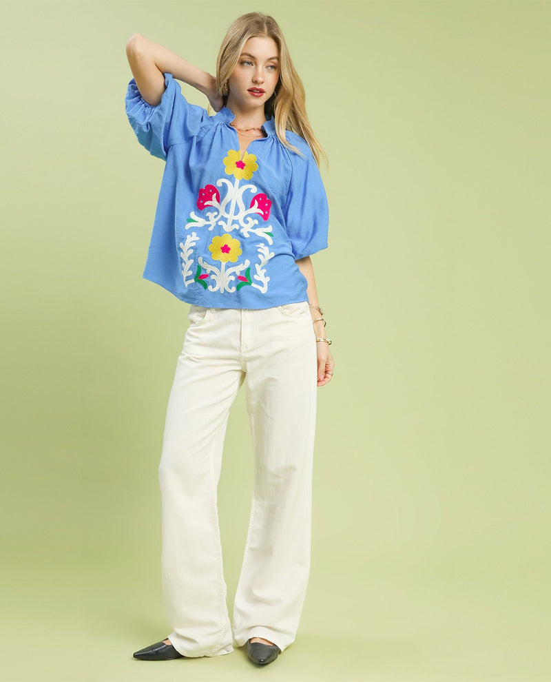 Umgee Multicolor Embroidered Boho Top