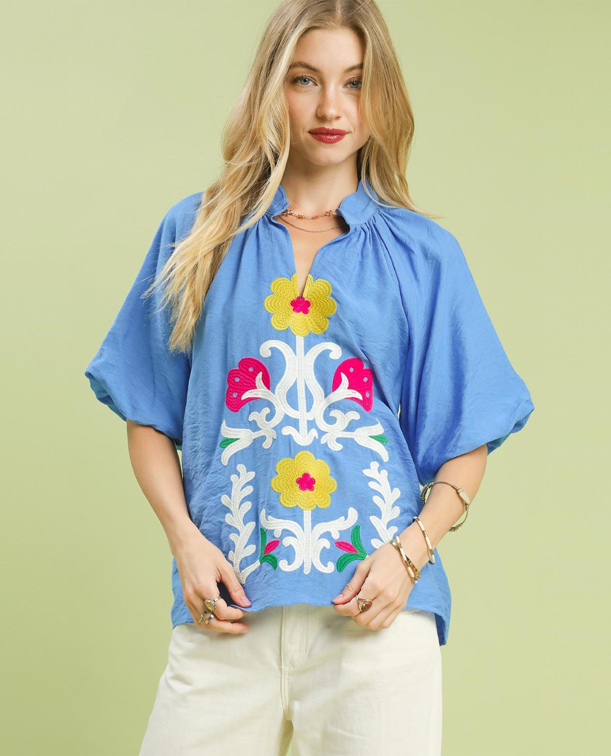 Umgee Multicolor Embroidered Boho Top
