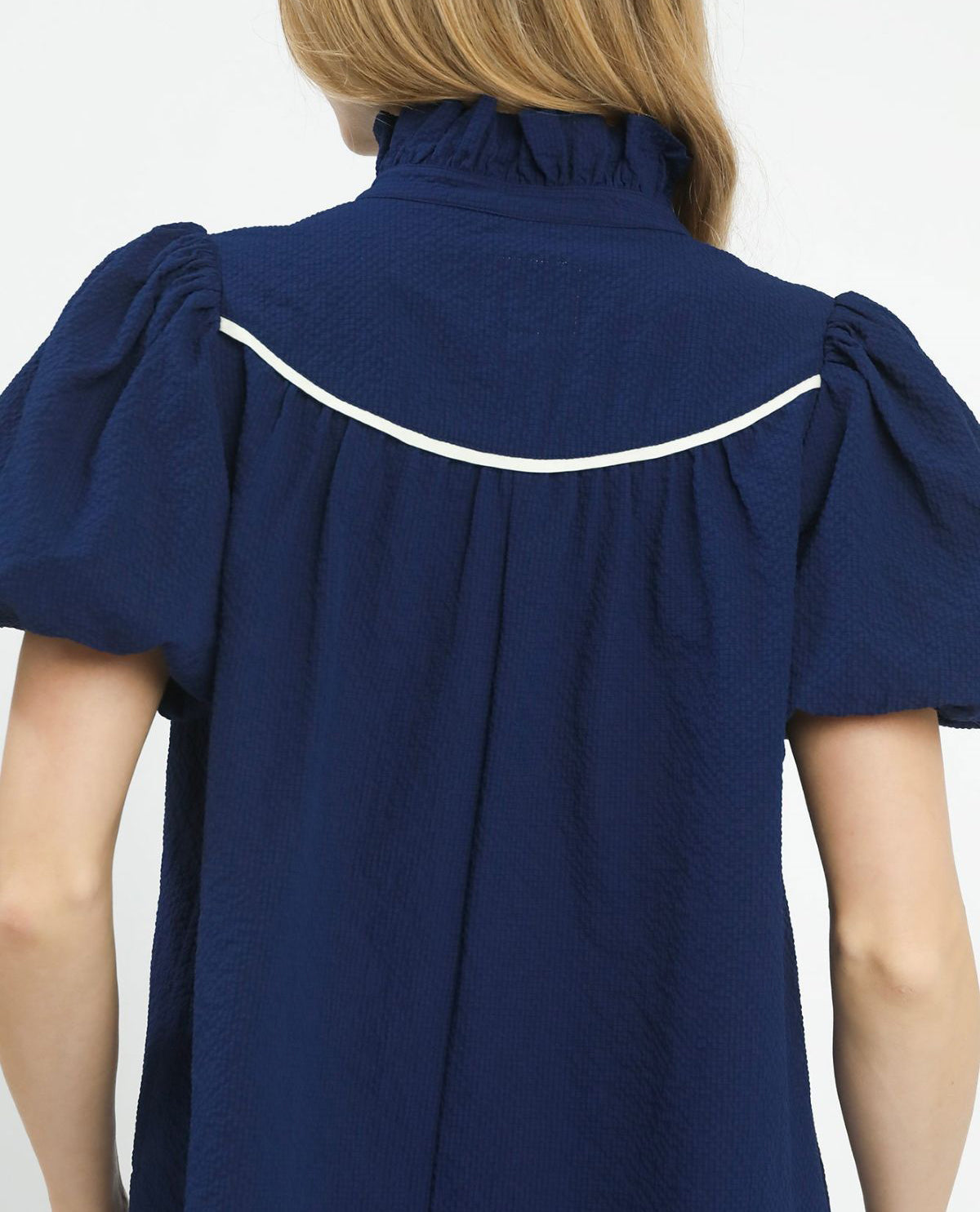 Umgee Solid Ruffle Neck Top