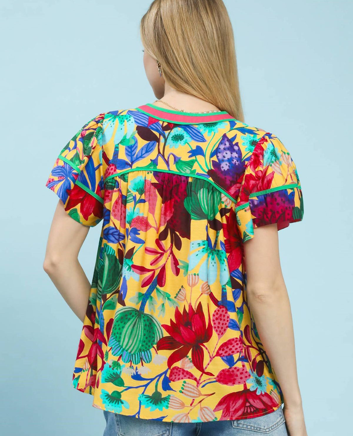 Umgee Vneck Floral Print Top