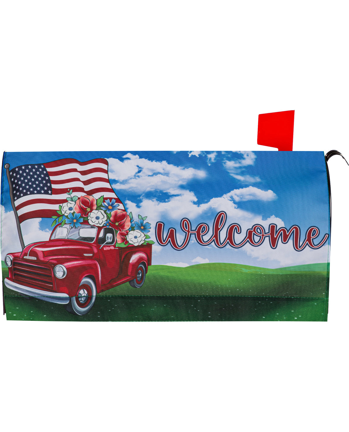 American Flag With Truck Mailbox Cover