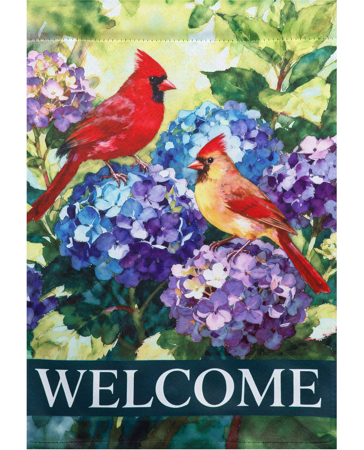 Hydrangea Cardinals Suede Garden Flag