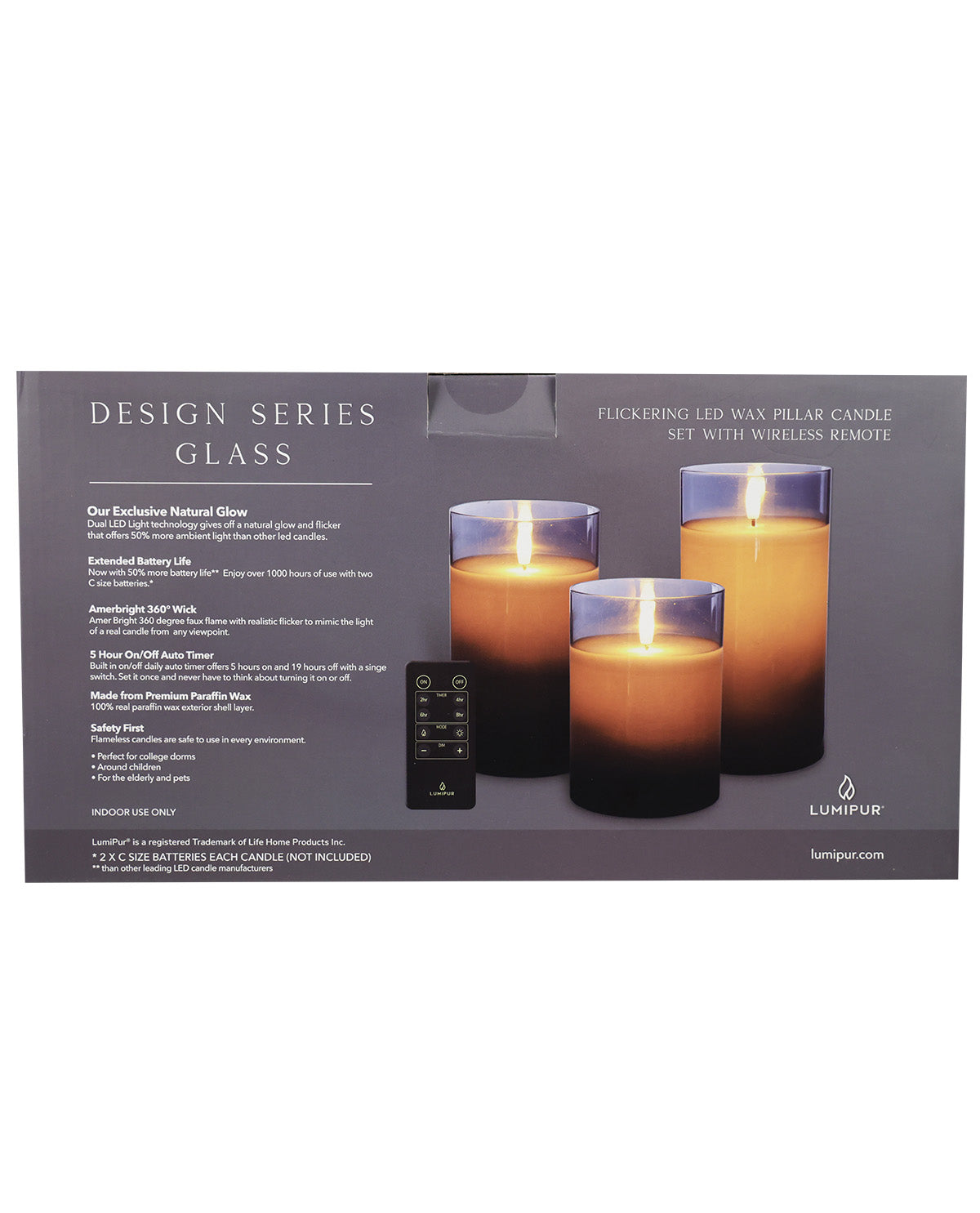 Silver Glass 3 Piece Flameless Candle