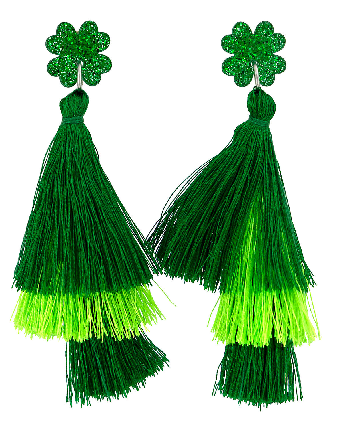 3 Tier Tassel With Shamrock Earrings