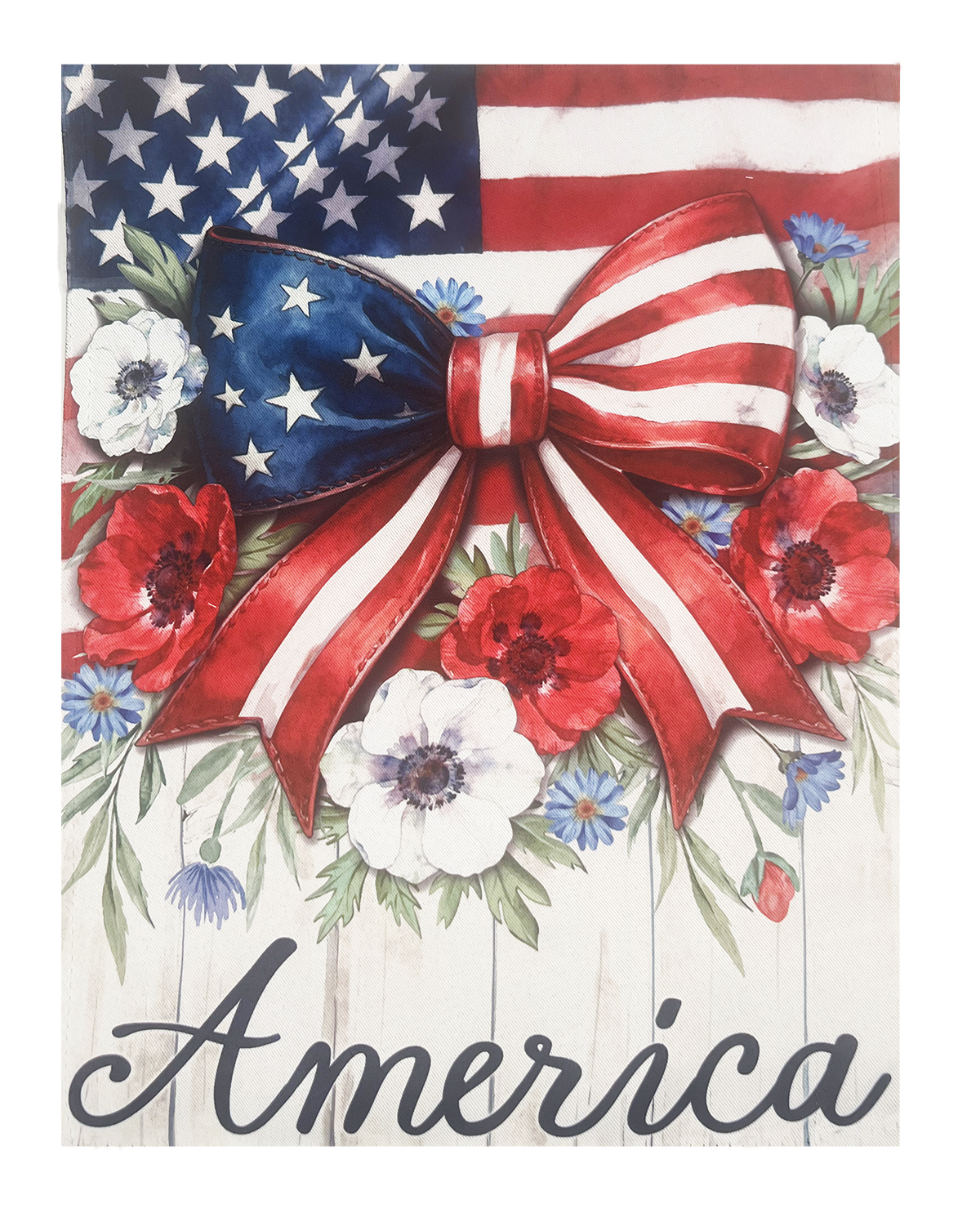 Patriotic Bow Suede Garden Flag