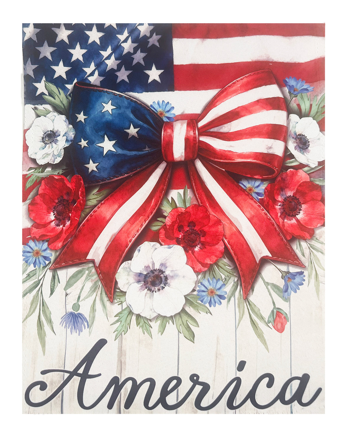Patriotic Bow Suede House Flag