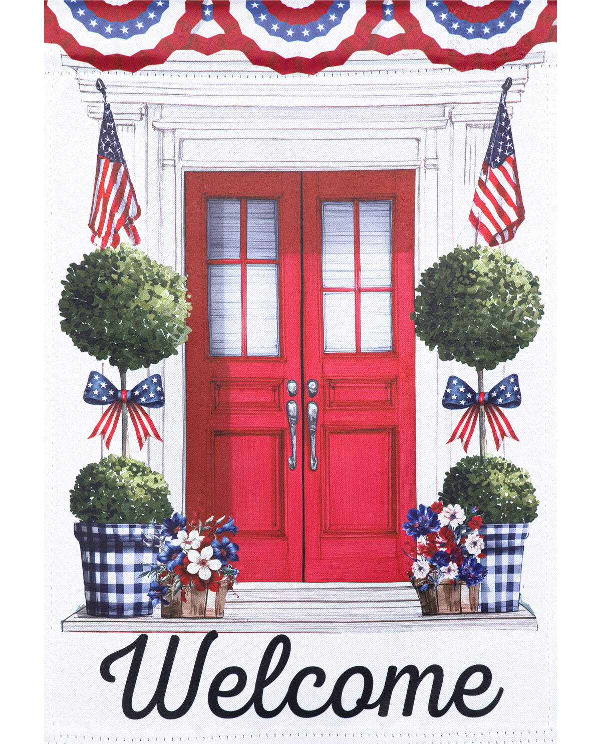 Patriotic Red Door Suede House Flag